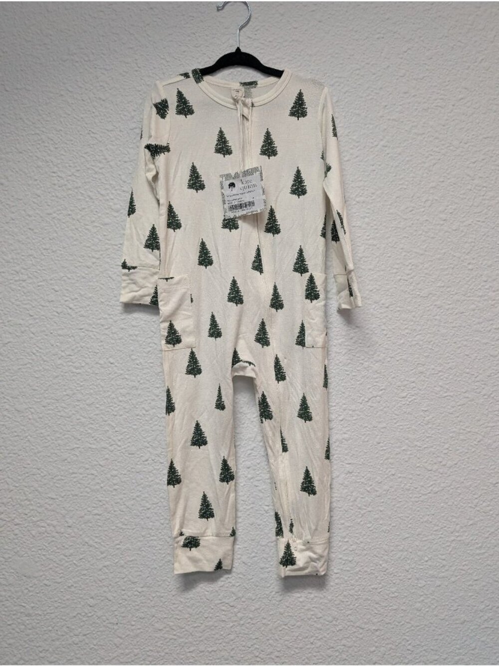 Kate Quinn Bamboo Long Sleeve Zipper Jumpsuit Mountain Pine Tree 2T Christmas